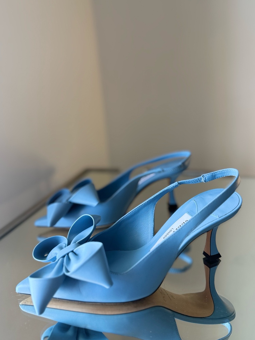 Jimmy Choo Staz Sling Back 70 Dusty Blue Leather Pumps $995 - Picture 9 of 10